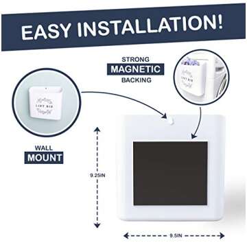 Magnetic Lint Bin - Laundry Room Decor Accessories, Waste Holder with Cleaning Wire Brush - Magnetic Strip Attachment on Washer & Dryer - Farmhouse Laundry Room Trash Can Organization and Storage Bin