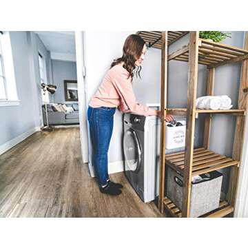 Magnetic Lint Bin - Laundry Room Decor Accessories, Waste Holder with Cleaning Wire Brush - Magnetic Strip Attachment on Washer & Dryer - Farmhouse Laundry Room Trash Can Organization and Storage Bin