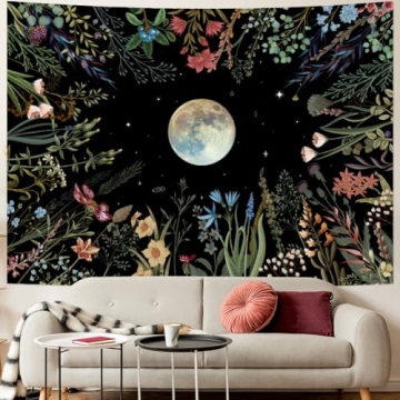Amhokhui Moonlit Garden Tapestry Flower Wall Decor