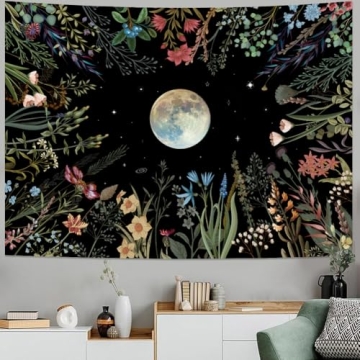 Amhokhui Moonlit Garden Tapestry Flower Wall Decor