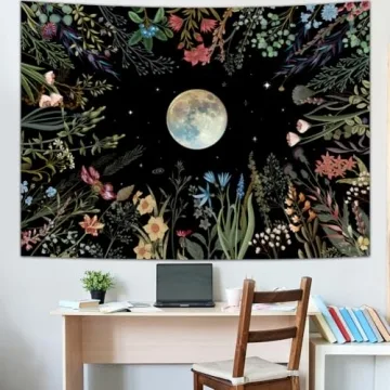 Amhokhui Moonlit Garden Tapestry Flower Wall Decor