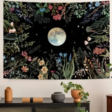 Amhokhui Moonlit Garden Tapestry Flower Wall Decor