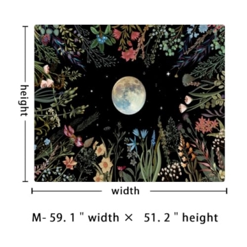 Amhokhui Moonlit Garden Tapestry Flower Wall Decor