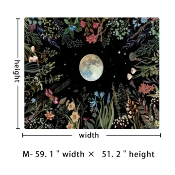 Amhokhui Moonlit Garden Tapestry Flower Wall Decor
