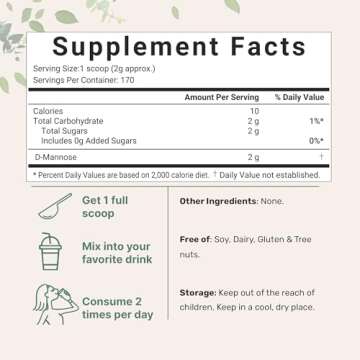 Micro Ingredients D Mannose Powder - Quick-Dissolving Urinary Support Supplement