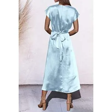 Elegant PRETTYGARDEN Women’s Satin Midi Dress for Summer