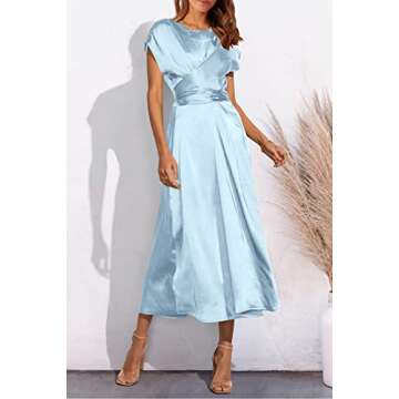 Elegant PRETTYGARDEN Women’s Satin Midi Dress for Summer