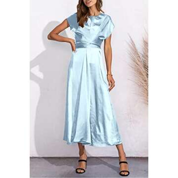 Elegant PRETTYGARDEN Women’s Satin Midi Dress for Summer