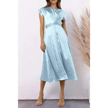 Elegant PRETTYGARDEN Women’s Satin Midi Dress for Summer