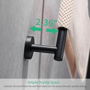 Miyili Matte Black 15.75" Towel Bar SUS 304 Stainless Steel Towel Holder for Bathroom or Kitchen Wall Mount, A01B40A