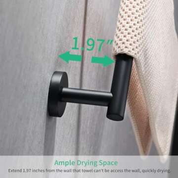 Miyili Matte Black 15.75" Towel Bar SUS 304 Stainless Steel Towel Holder for Bathroom or Kitchen Wall Mount, A01B40A