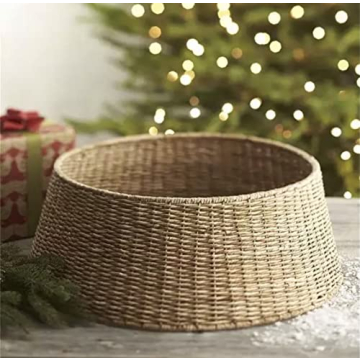 27in Farmhouse Christmas Tree Collar - Tree Basket - Natural Woven - Base Cover for Christmas Tree - Tree Skirt - Tree Ring