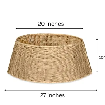 27in Farmhouse Christmas Tree Collar - Tree Basket - Natural Woven - Base Cover for Christmas Tree - Tree Skirt - Tree Ring