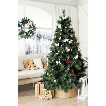 27in Farmhouse Christmas Tree Collar - Tree Basket - Natural Woven - Base Cover for Christmas Tree - Tree Skirt - Tree Ring