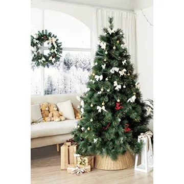 27in Farmhouse Christmas Tree Collar - Tree Basket - Natural Woven - Base Cover for Christmas Tree - Tree Skirt - Tree Ring