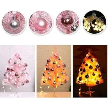 Asdomo -Tabletop Christmas Tree Small Artificial Tree with Balls, Stand LED Lights Mini Christmas Tree for Christmas Decorations, Home, Kitchen, Dining Table Xmas Indoor Decor 23.6inch
