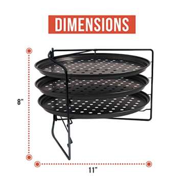 Chef Pomodoro Pizza Baking Set with 3 Pizza Pans and Pizza Rack, (11-Inch Pans), Non-stick Perforate...
