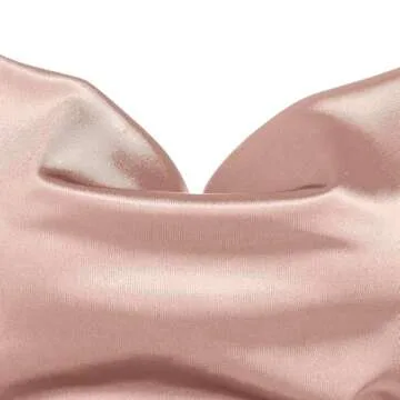 ZAFUL Women's Satin Sleeveless Spaghetti Strap Mini Dress Sexy Slip Cowl Neck Silky Cocktail Party Dresses(Pink-F, XS)