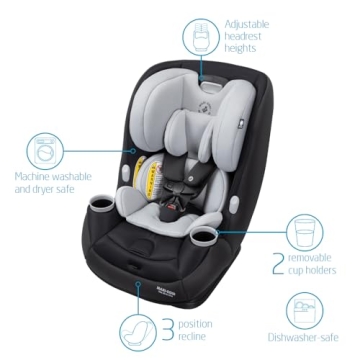 Maxi-Cosi Pria All-in-One Convertible Car Seat, Rear Facing Car Seat for Infants from 4-40 lbs, Forward Facing Car Seat up to 100 lbs in Booster Seat Mode, After Dark