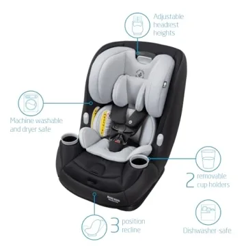 Maxi-Cosi Pria All-in-One Convertible Car Seat, Rear Facing Car Seat for Infants from 4-40 lbs, Forward Facing Car Seat up to 100 lbs in Booster Seat Mode, After Dark