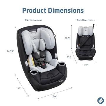 Maxi-Cosi Pria All-in-One Convertible Car Seat, Rear Facing Car Seat for Infants from 4-40 lbs, Forward Facing Car Seat up to 100 lbs in Booster Seat Mode, After Dark