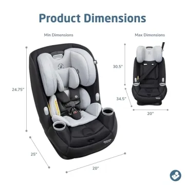 Maxi-Cosi Pria All-in-One Convertible Car Seat, Rear Facing Car Seat for Infants from 4-40 lbs, Forward Facing Car Seat up to 100 lbs in Booster Seat Mode, After Dark