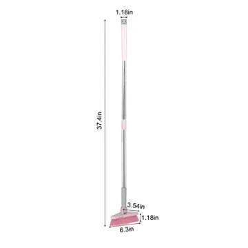 Cleaning Brush with Long Handle Floor Scrubbers for Tub Tile Cleaning Supplies Scrub Brush for Bathroom Bathtub Toilet Floor Kitchen Apartment Essentials Gifts for Women Men (Pink)