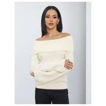 Stylish MakeMeChic Women's Off Shoulder Sweater - Beige