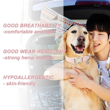 Adjustable DOGWONG Cotton Hemp Dog Collar for Pets