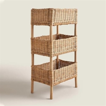 Stylish WKSPOO Rattan Shelving Unit for Elegant Storage Solutions