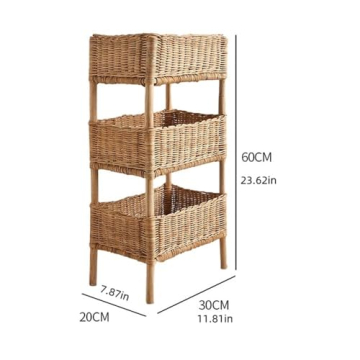 Stylish WKSPOO Rattan Shelving Unit for Elegant Storage Solutions