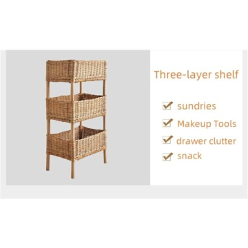 Stylish WKSPOO Rattan Shelving Unit for Elegant Storage Solutions