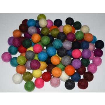 100% Wool Felt Balls - 100 Pieces | Hand-Felted Pom Poms | Pure Wool Beads | Felt Ball DIY (20mm, Mi...