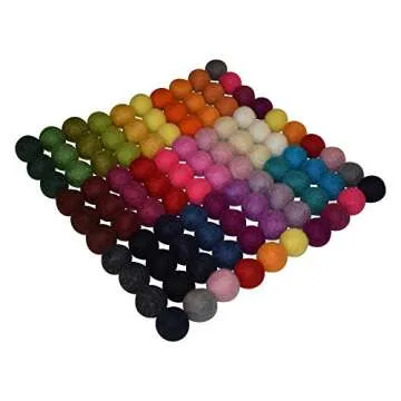 100% Wool Felt Balls - 100 Pieces | Hand-Felted Pom Poms | Pure Wool Beads | Felt Ball DIY (20mm, Mixed Color)