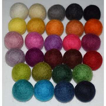 100% Wool Felt Balls - 100 Pieces | Hand-Felted Pom Poms | Pure Wool Beads | Felt Ball DIY (20mm, Mixed Color)