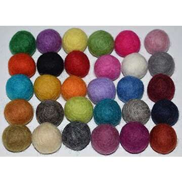 100% Wool Felt Balls - 100 Pieces | Hand-Felted Pom Poms | Pure Wool Beads | Felt Ball DIY (20mm, Mixed Color)