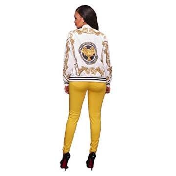 MS Mouse Women's Bomber Jacket,Fashion Floral Print Style Jacket Bomber Flight Jacket White Small