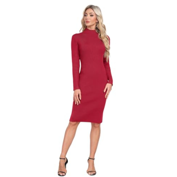 GRECERELLE Women's Stylish Mock Neck Sweater Dress