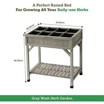 VegTrug 8 Pocket Herb Garden, Wooden Herb Planter, Gray Wash