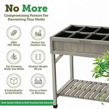 VegTrug 8 Pocket Herb Garden Durable Cedar Wood Planter