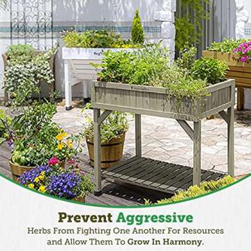 VegTrug 8 Pocket Herb Garden, Wooden Herb Planter, Gray Wash