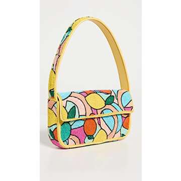 STAUD Women's Tommy Beaded Bag, Cirtus, Print, Yellow, One Size