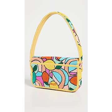 STAUD Women's Tommy Beaded Bag, Cirtus, Print, Yellow, One Size