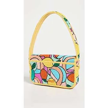 STAUD Women's Tommy Beaded Bag, Cirtus, Print, Yellow, One Size