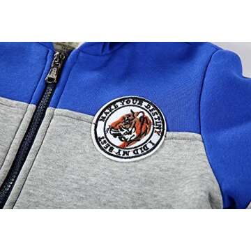Bumeex Toddler Boy's Sherpa Fleece Lined Jacket, Blue Spring Fall Winter Zip up Sweatshirt Hoodie Size 6-7 Years