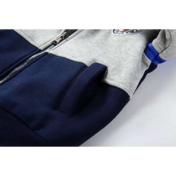 Bumeex Toddler Boy's Sherpa Fleece Lined Jacket, Blue Spring Fall Winter Zip up Sweatshirt Hoodie Size 6-7 Years