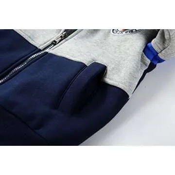 Bumeex Toddler Boy's Sherpa Fleece Lined Jacket, Blue Spring Fall Winter Zip up Sweatshirt Hoodie Size 6-7 Years