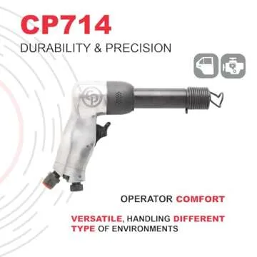 Chicago Pneumatic CP714 - Air Hammer, Welding Equipment Tool, Construction, 0.401 Inch (10.2mm), Round Shank, Pistol Handel, Stroke 3.15 in / 80 mm, Bore Diameter 0.55 in/14 mm - 2000 Blow Per Minute