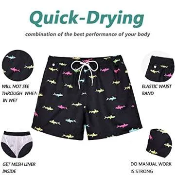 vxsvxm Beach Shorts Swim Trunks Quick Dry Men's Bathing Suit with Mesh Lining/Side Pockets