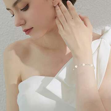 AENEAS Dainty Pearl Bracelet S925 Sterling Silver Cultured Pearl Bracelet Pearl Bracelets for Women Pearl Jewelry Gifts for Women